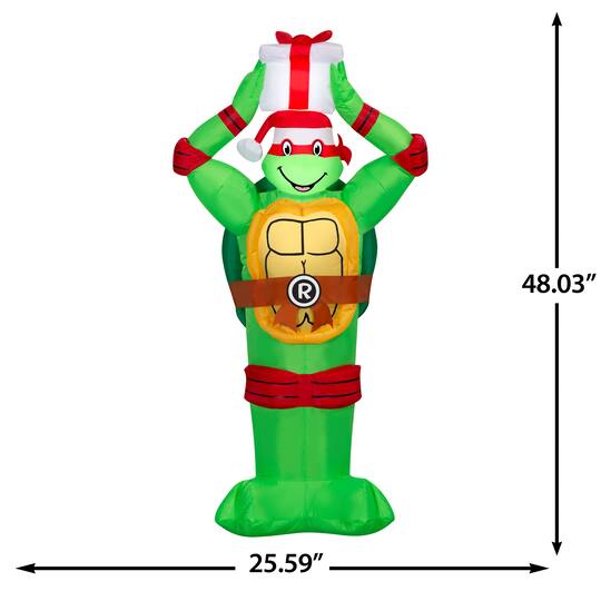 4ft. Airblown® Paramount Inflatable Classic Teenage Mutant Ninja Turtles Raphael with Present Christmas Light Décor